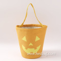 Reusable Collapsible Canvas Cotton Fabric Ghost Printing Halloween Favors Candy Holder Halloween Goody Bags with Handle